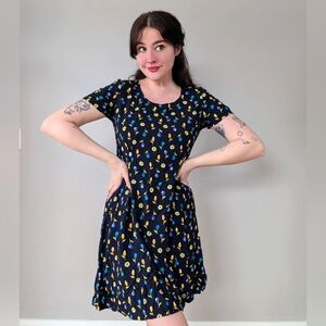 Vintage Floral Short-Sleeve Dress